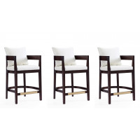 Manhattan Comfort 3-CS006-IV Ritz 34 in. Ivory and Dark Walnut Beech Wood Counter Height Bar Stool (Set of 3)